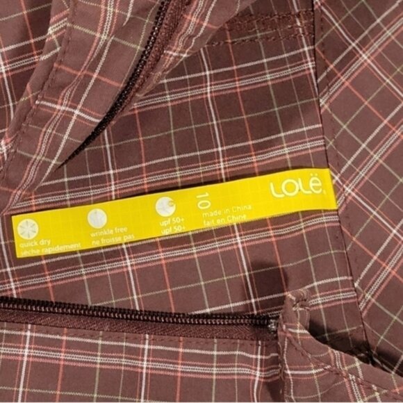 Lole Lighweight Jacket UPF 50+ Zip Brown Plaid Women's Size 10 - Picture 6 of 7